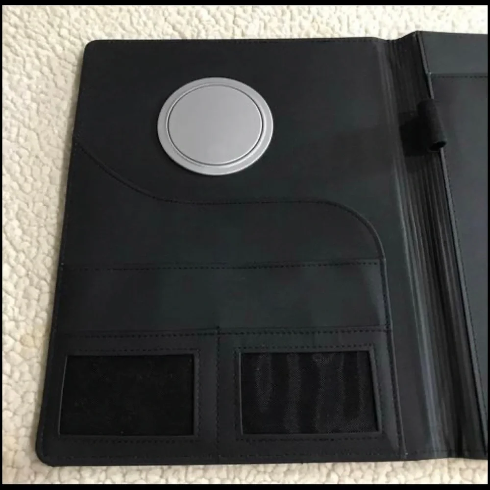 Notepad Holder w/ Calculator & Pen Holder 12”X10” Black multiple inside pockets